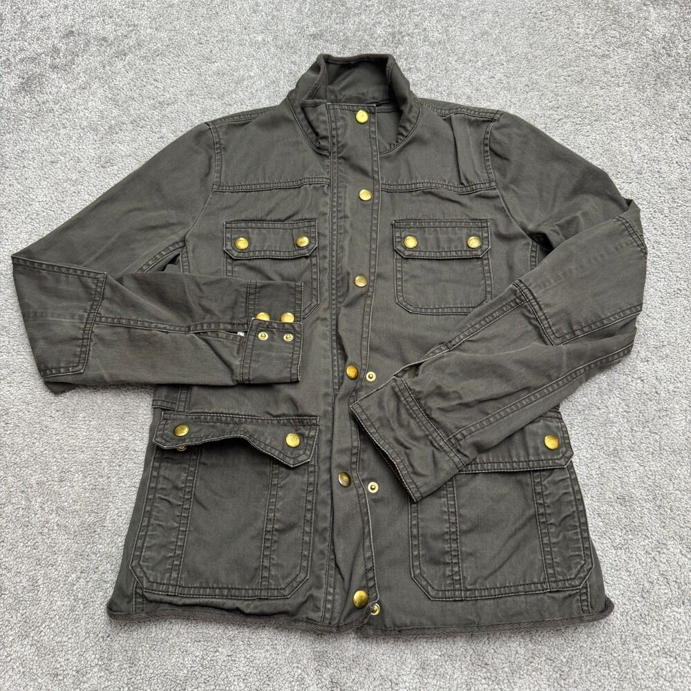J.Crew Relaxed Boyfriend Field Utility Jacket Full Zip Womens XS Green Casual